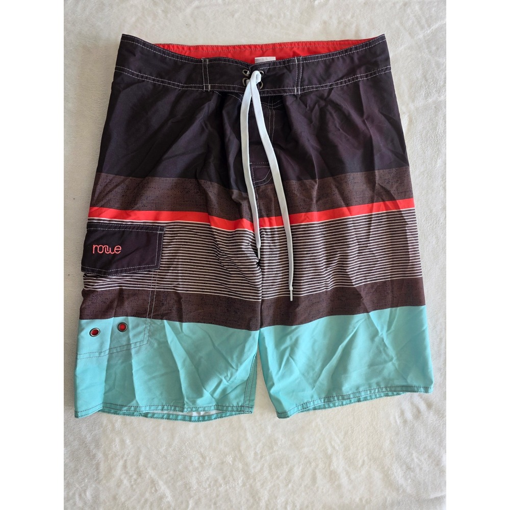 NONWE Board Shorts Men Striped Swim Trunks‎ Size 32